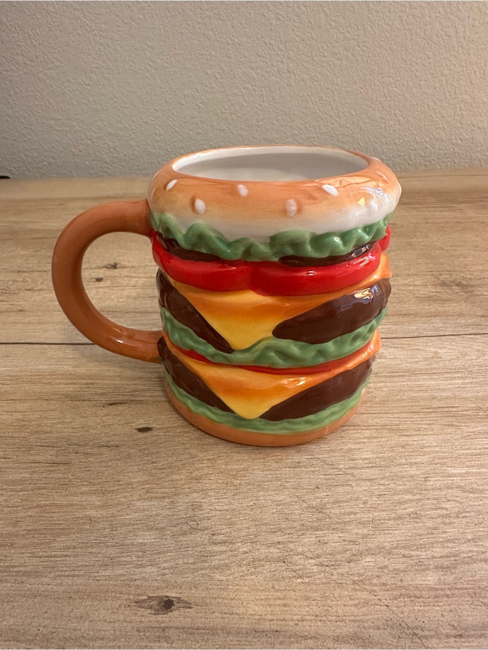 Novelty Market Square Cheeseburger Mug 3D Stacked Ceramic Coffee Cup 15oz